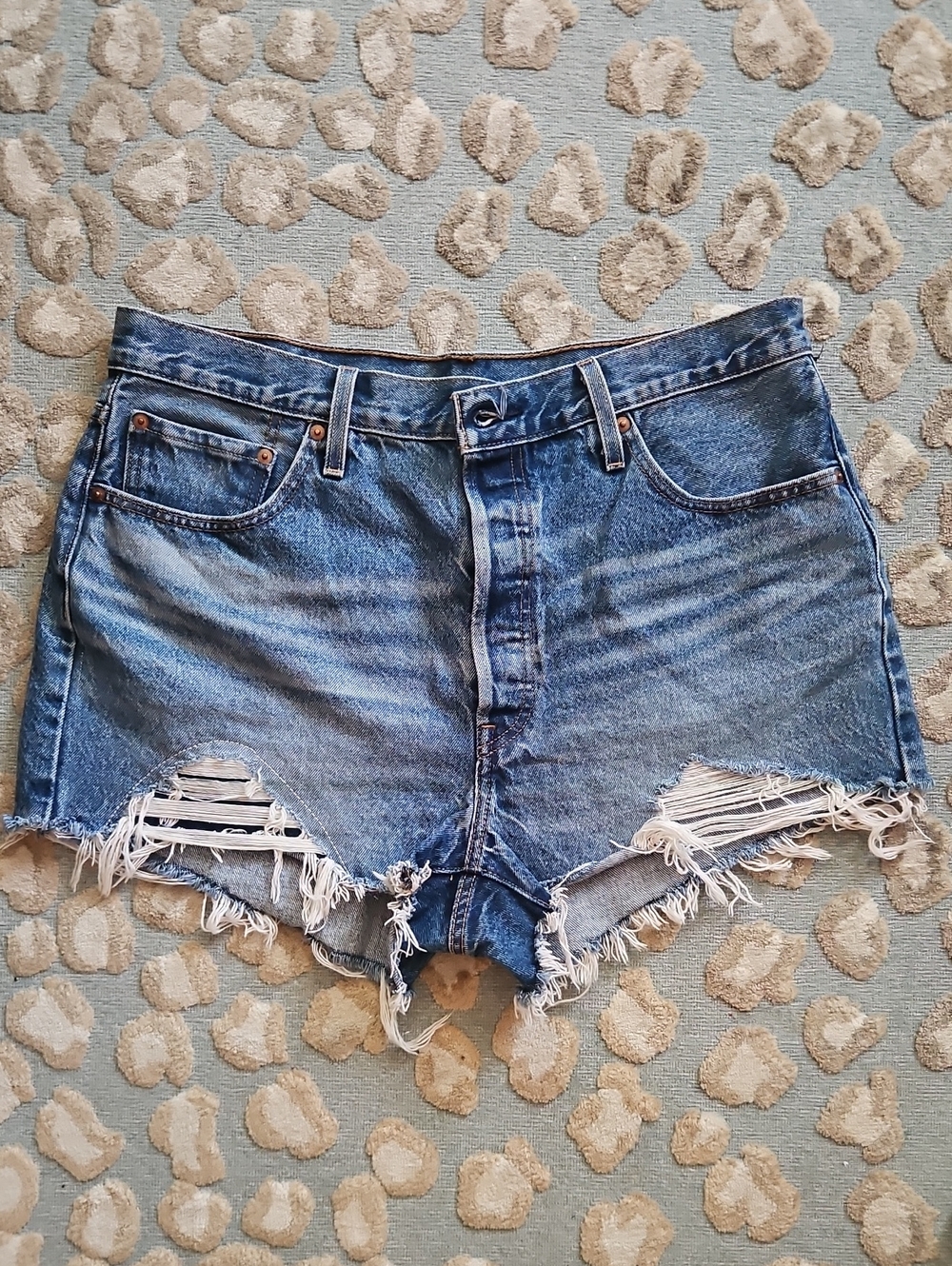 Levi's Light Blue Distressed Denim Cutoff Shorts